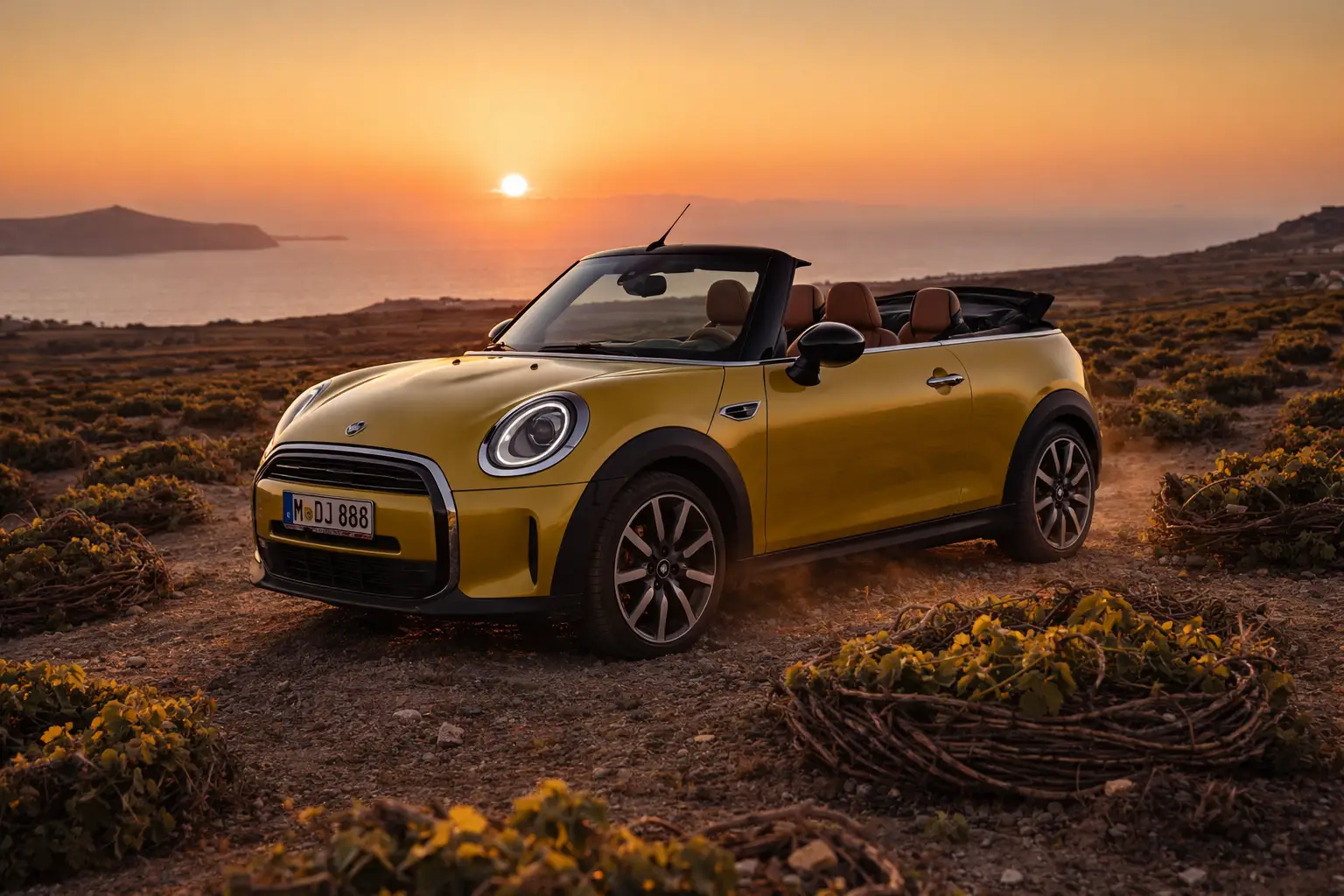 Cabriolet pour la côte de Santorin